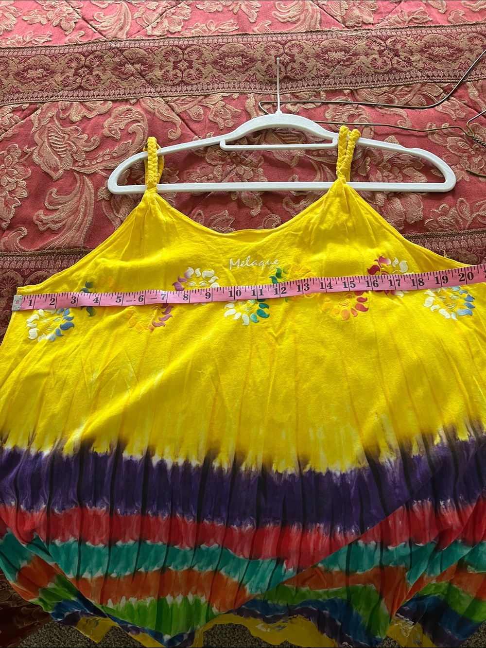 Melaque Yellow Tie-Dye Rainbow Midi Sun Dress - Picture 5 of 8